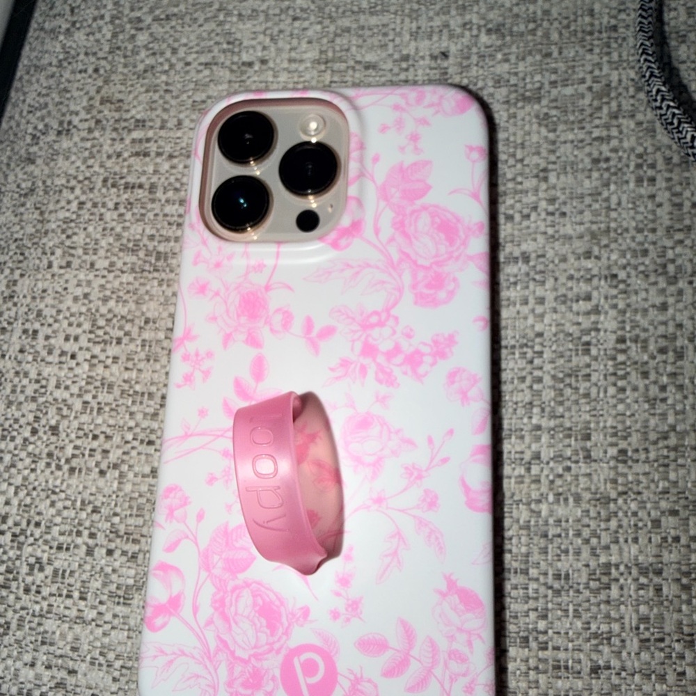 Loopy Case Pink Floral Phone Case with Grip